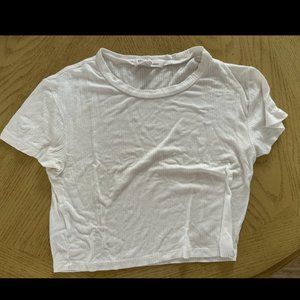 White Ribbed Crop Top - Small